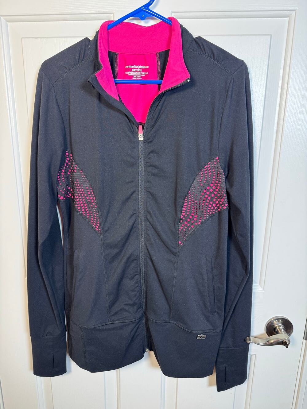 Marika Platinum Dry-Wik Performance Wear Full Zip Athletic Jacket Black Pink XL